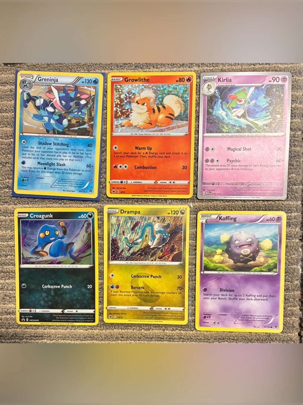 6 Pokemon cards